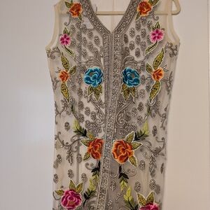 Floral Embroidered Sleeveless Dress